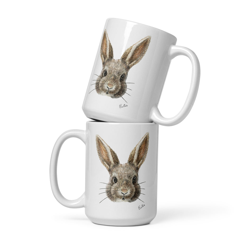 Woodland Bunny, White glossy mug