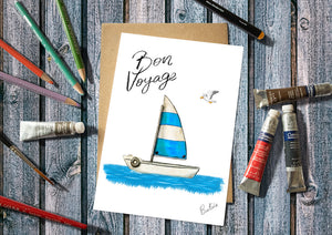 Bon Voyage Sailing Yacht Greetings Card