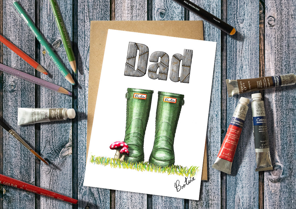 Dad Wellies Greetings Card 7x5