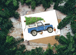 Land rover with Christmas Tree Card 7x5