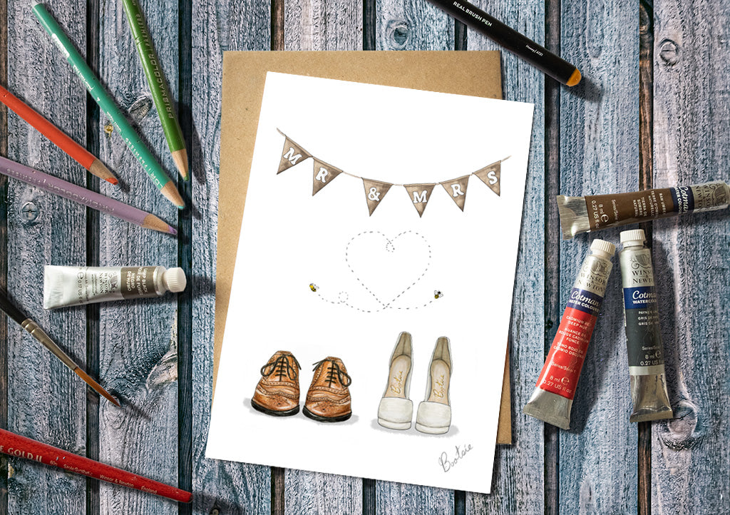MR & Mrs Wedding Shoes Greetings Card 