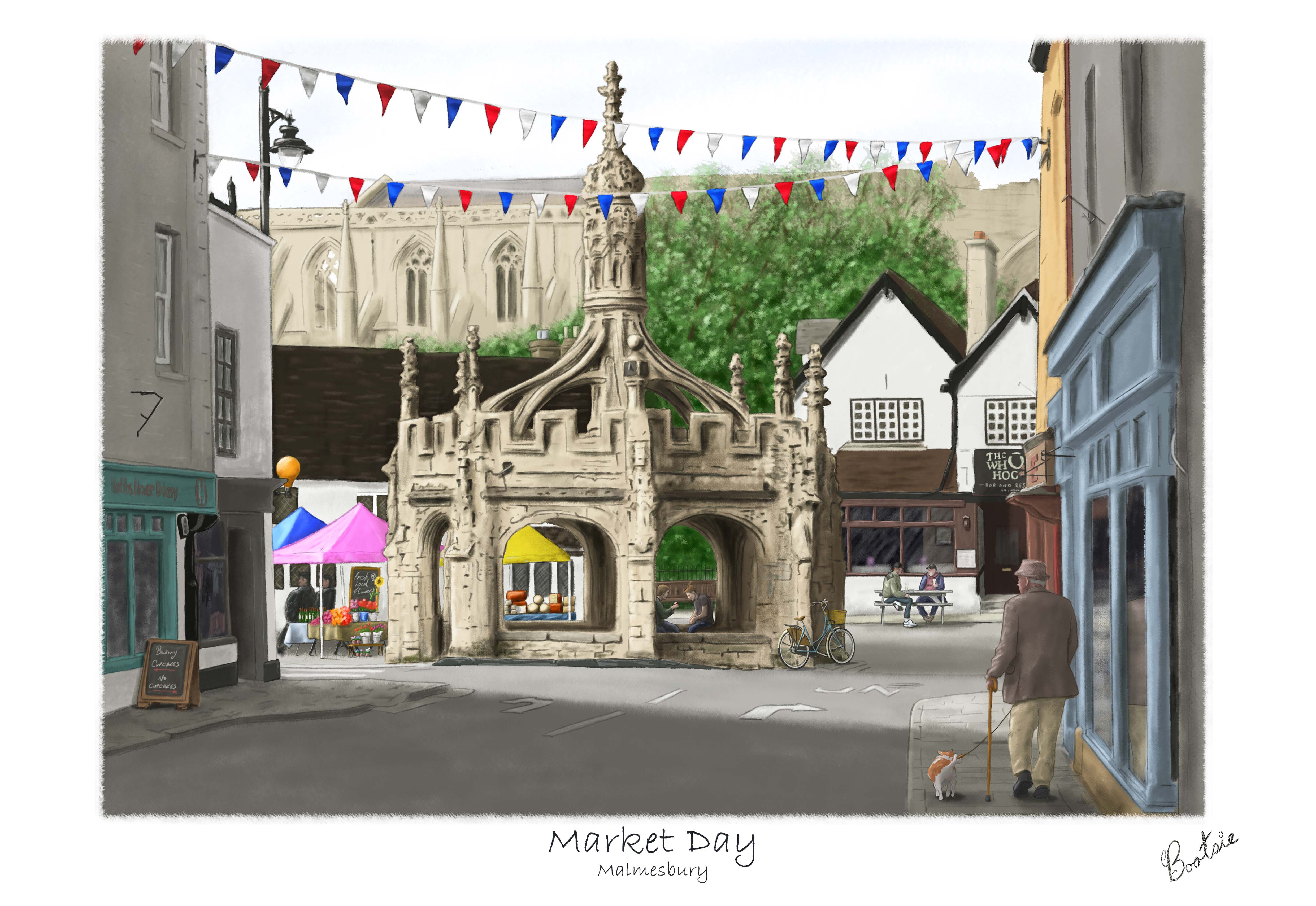 Market Day, Fine Art, Giclee Print.