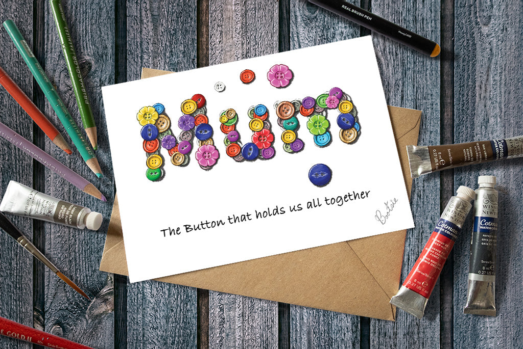 Mum Buttons Greetings Card 7x5