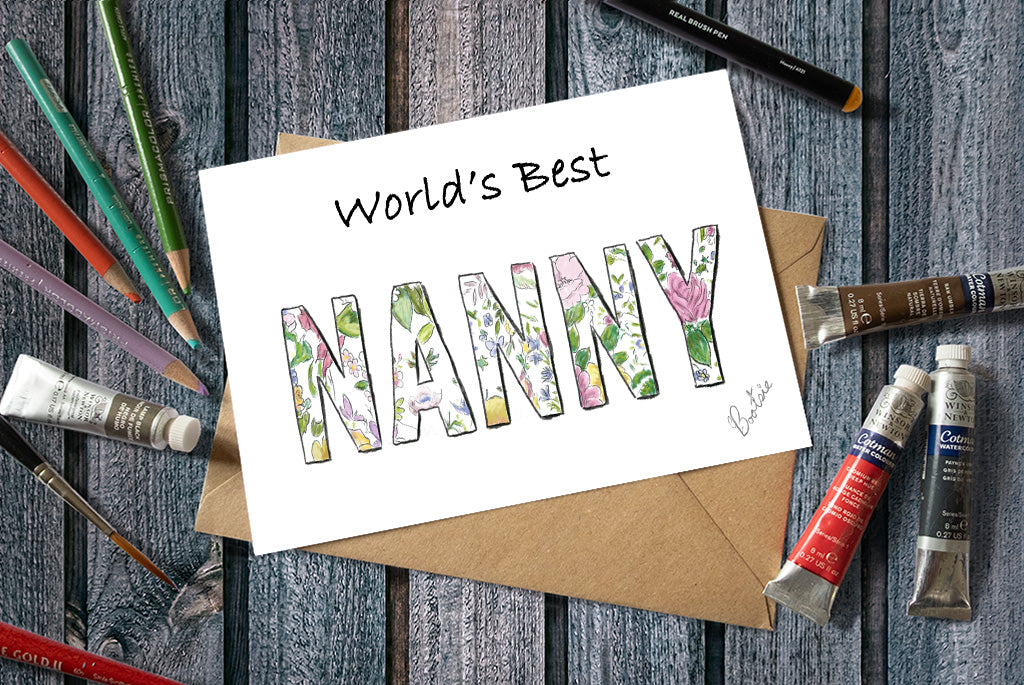 World's Best Nanny Greetings Card 7x5