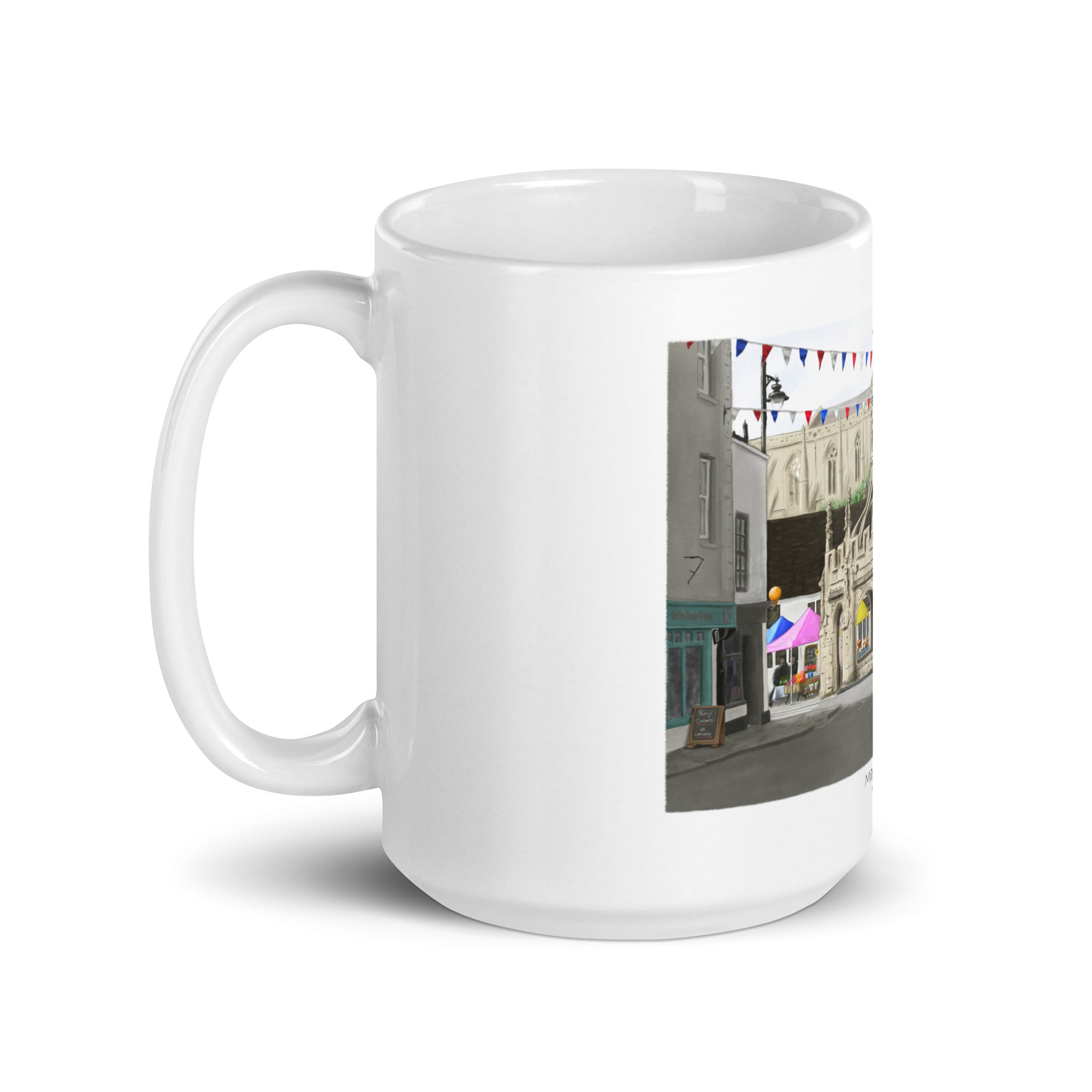 Market Day, White glossy mug