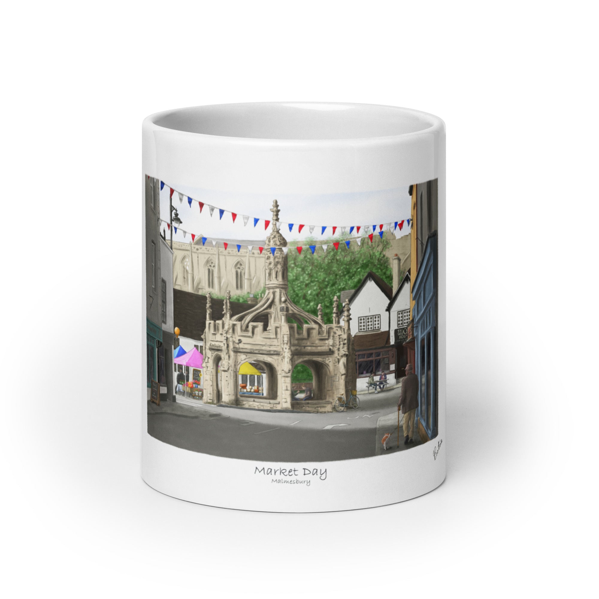 Market Day, White glossy mug