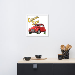 Classic Citroen 2CV, Hand-Drawn by Bootsie, Framed poster