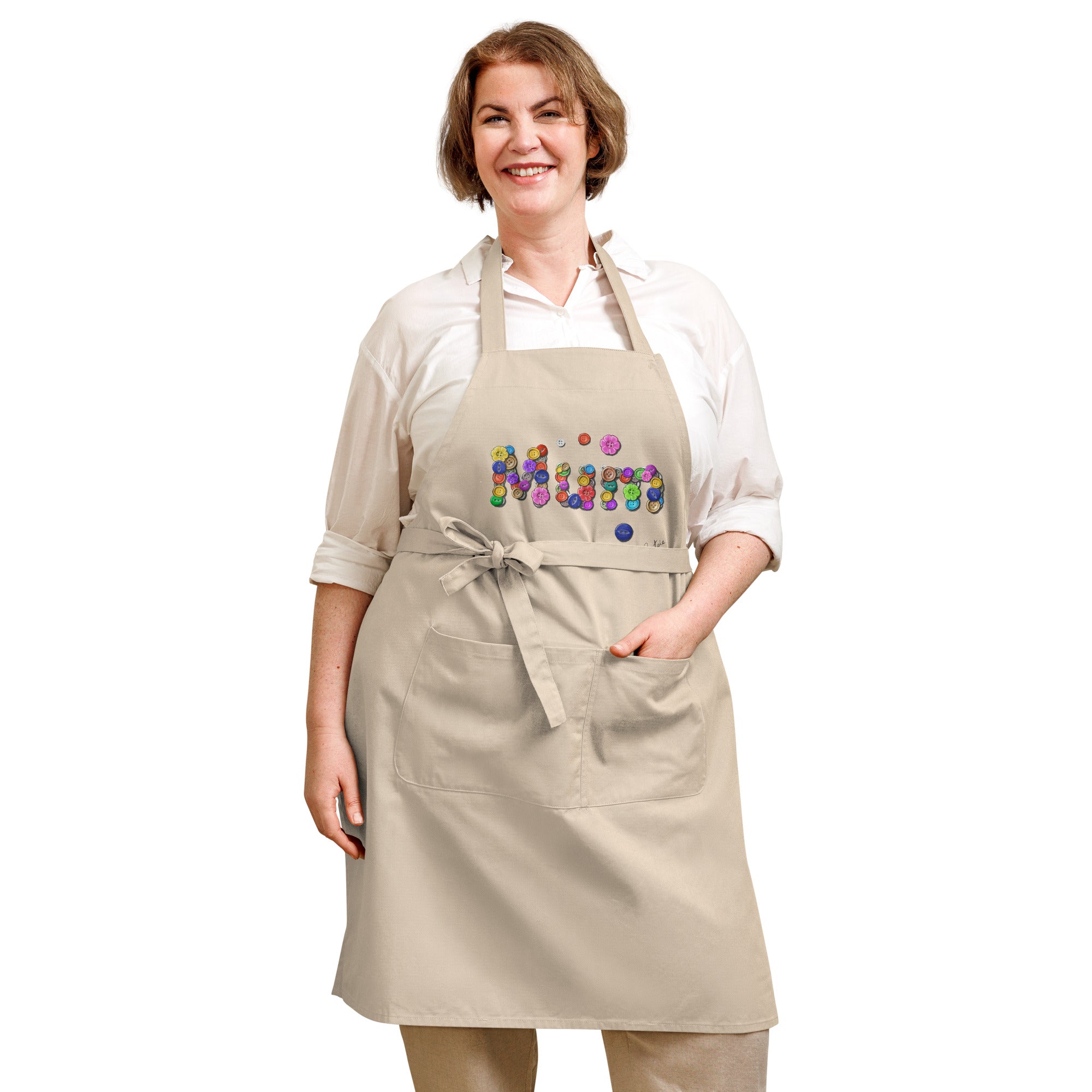 Mum Buttons, Bootsie, Organic cotton apron