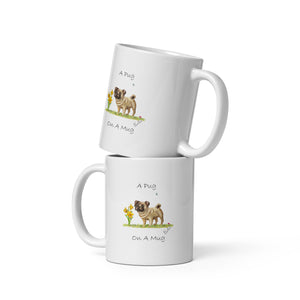 Pug On A Mug, White glossy mug
