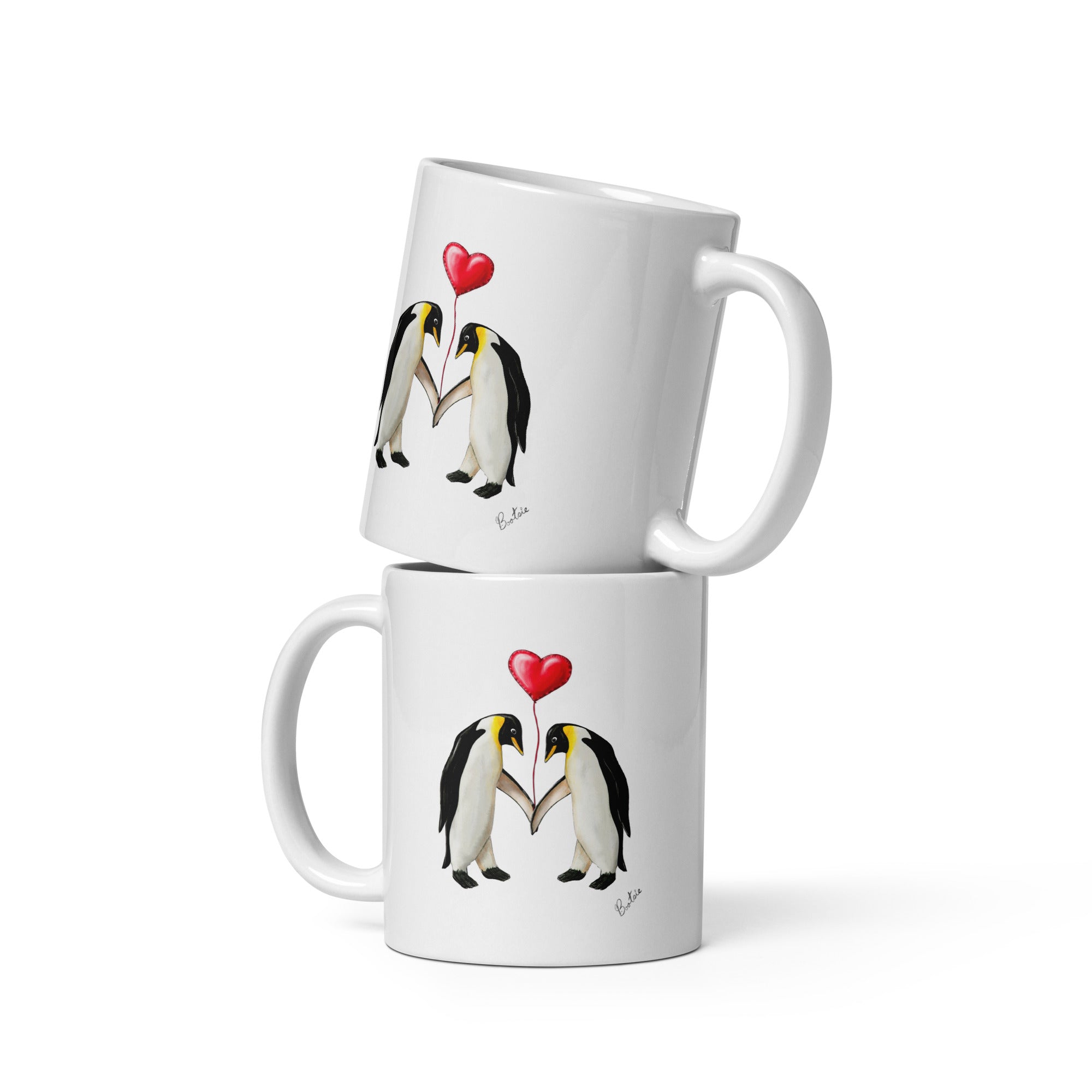 Penguin Love, White glossy mug