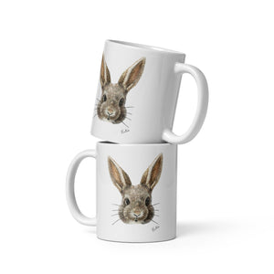 Woodland Bunny, White glossy mug