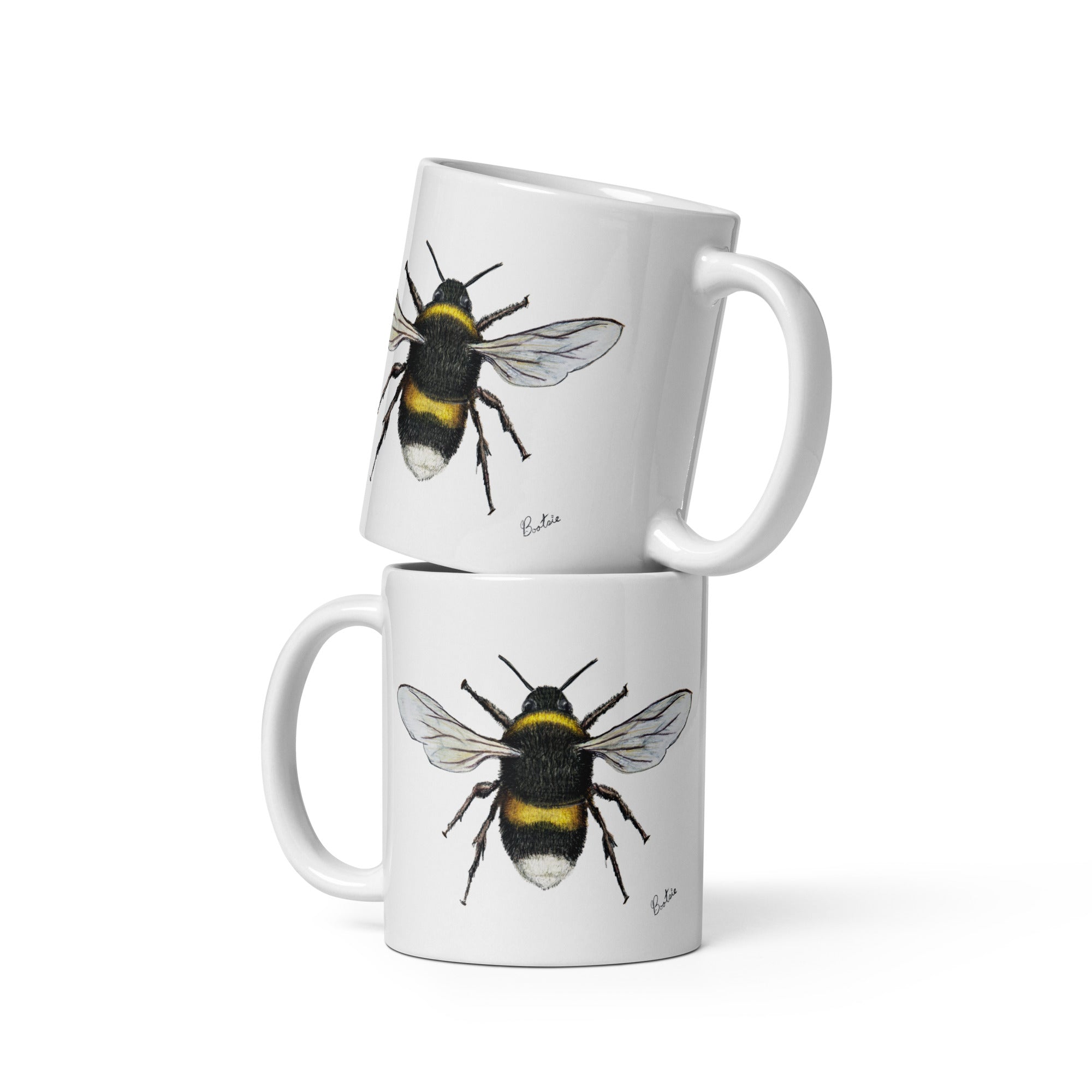 Woodland Bee, White glossy mug
