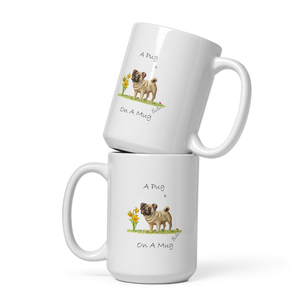 Pug On A Mug, White glossy mug