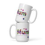 Mum you are the button that holds us together! Bootsie, White glossy mug